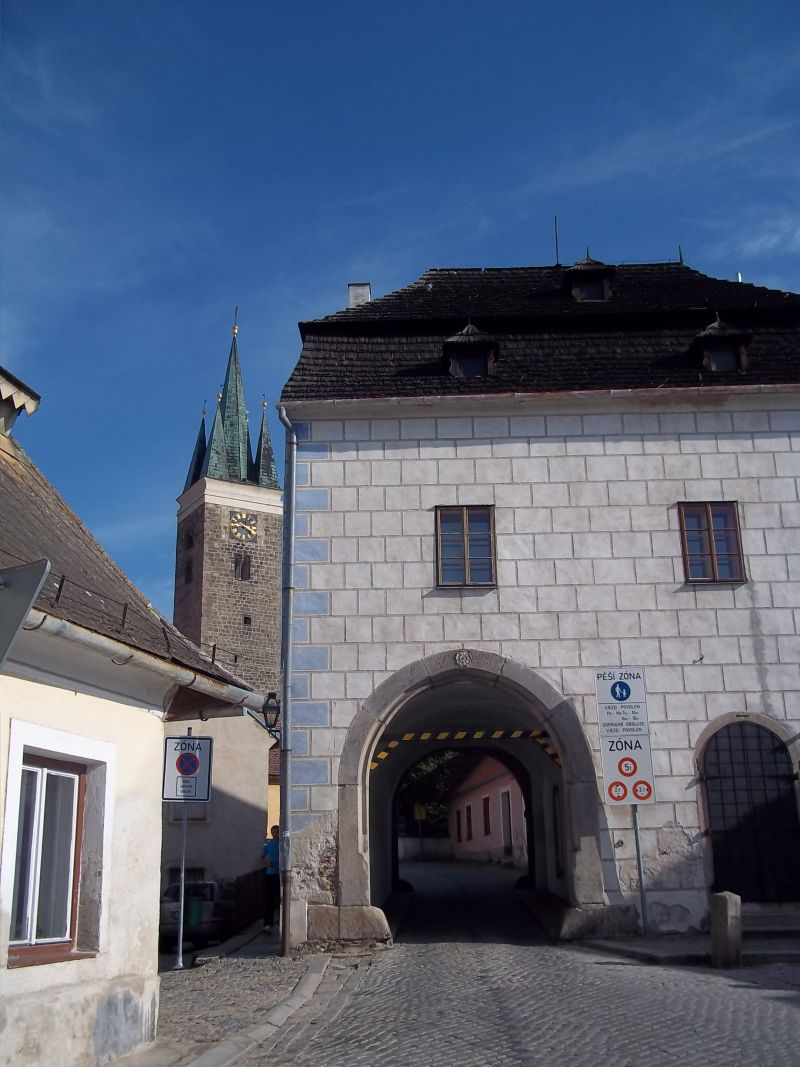 town gate of Telč, bicycle touring partner wanted